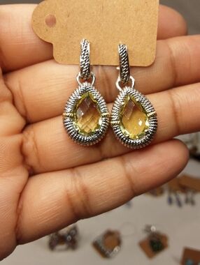 925 & 18k genuine quartz removable charm earrings.